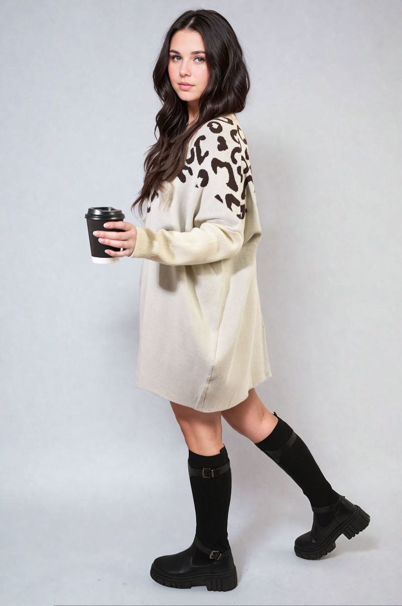 Leopard Print Knitted Long Sleeve Jumper-5