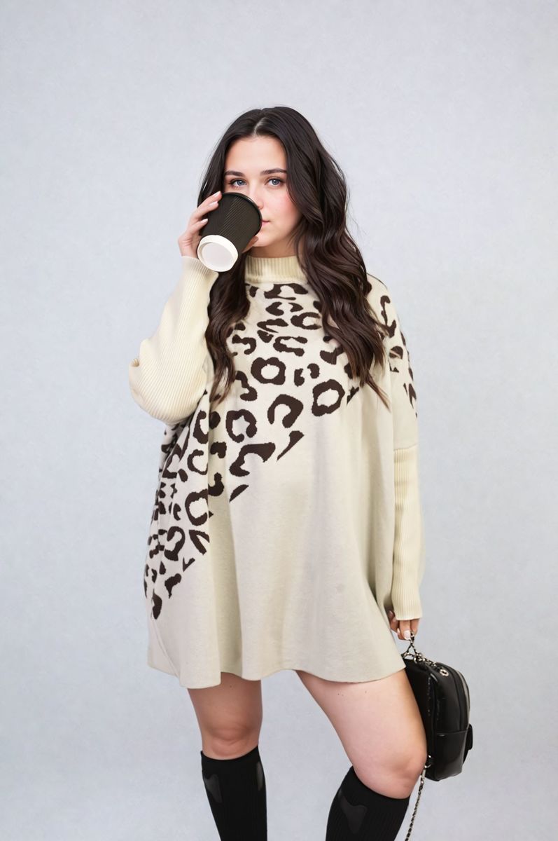 Leopard Print Knitted Long Sleeve Jumper-4