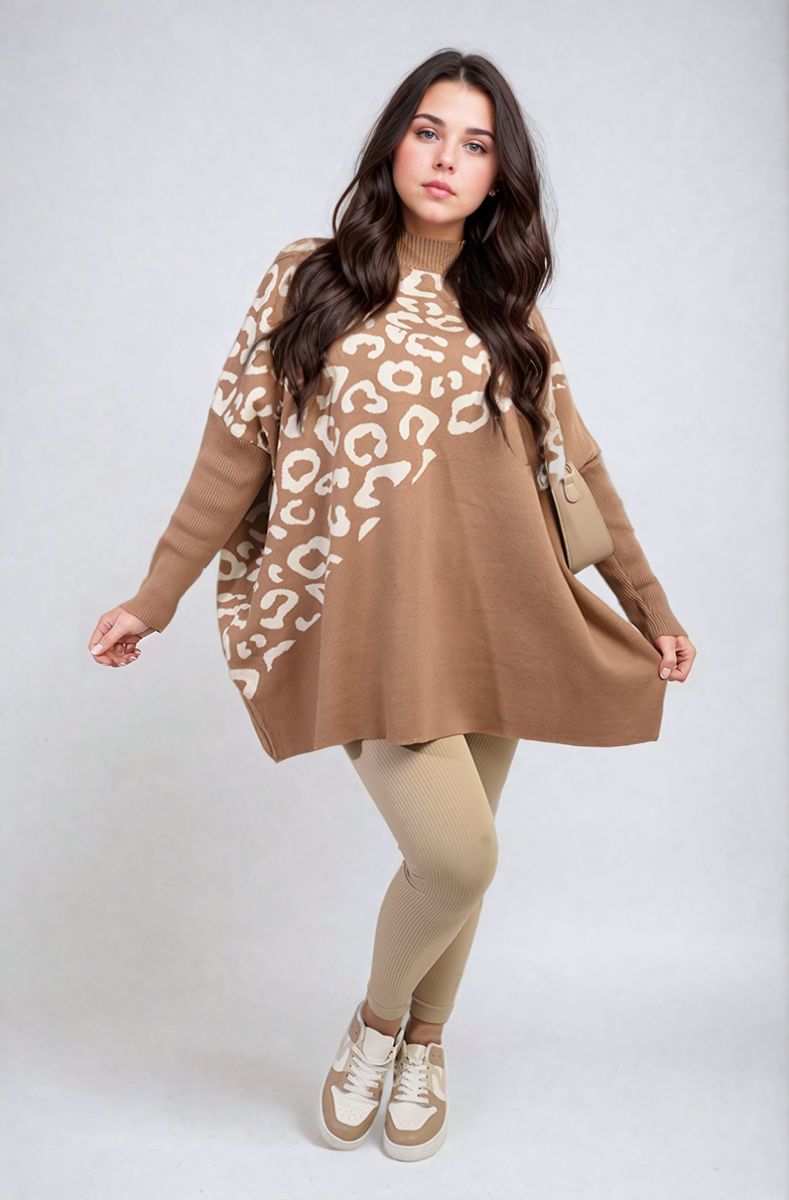 Leopard Print Knitted Long Sleeve Jumper-3