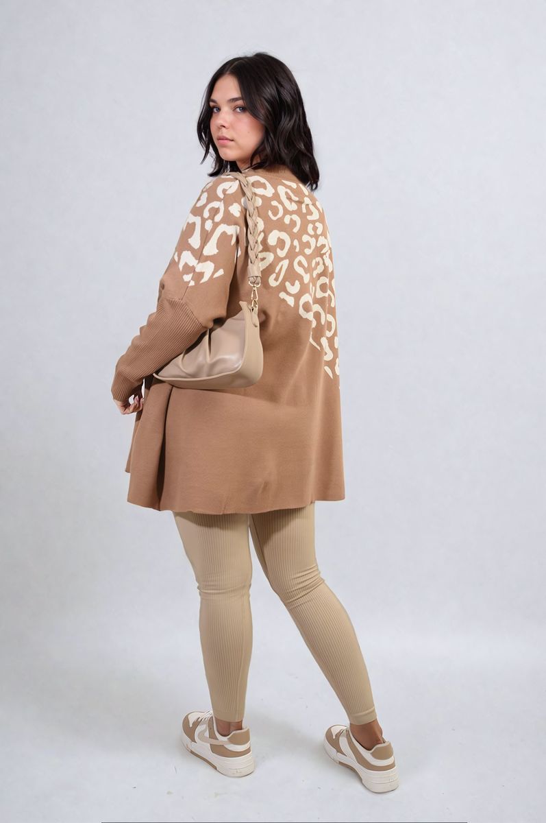 Leopard Print Knitted Long Sleeve Jumper-1