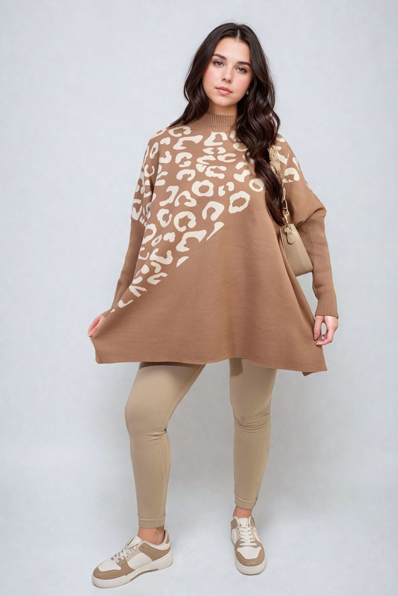 Leopard Print Knitted Long Sleeve Jumper-2