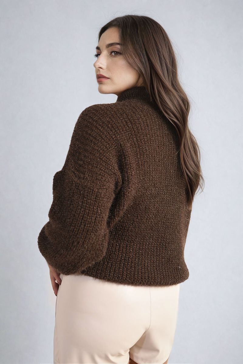 Buttons Long Sleeves Chunky Knit Top-0