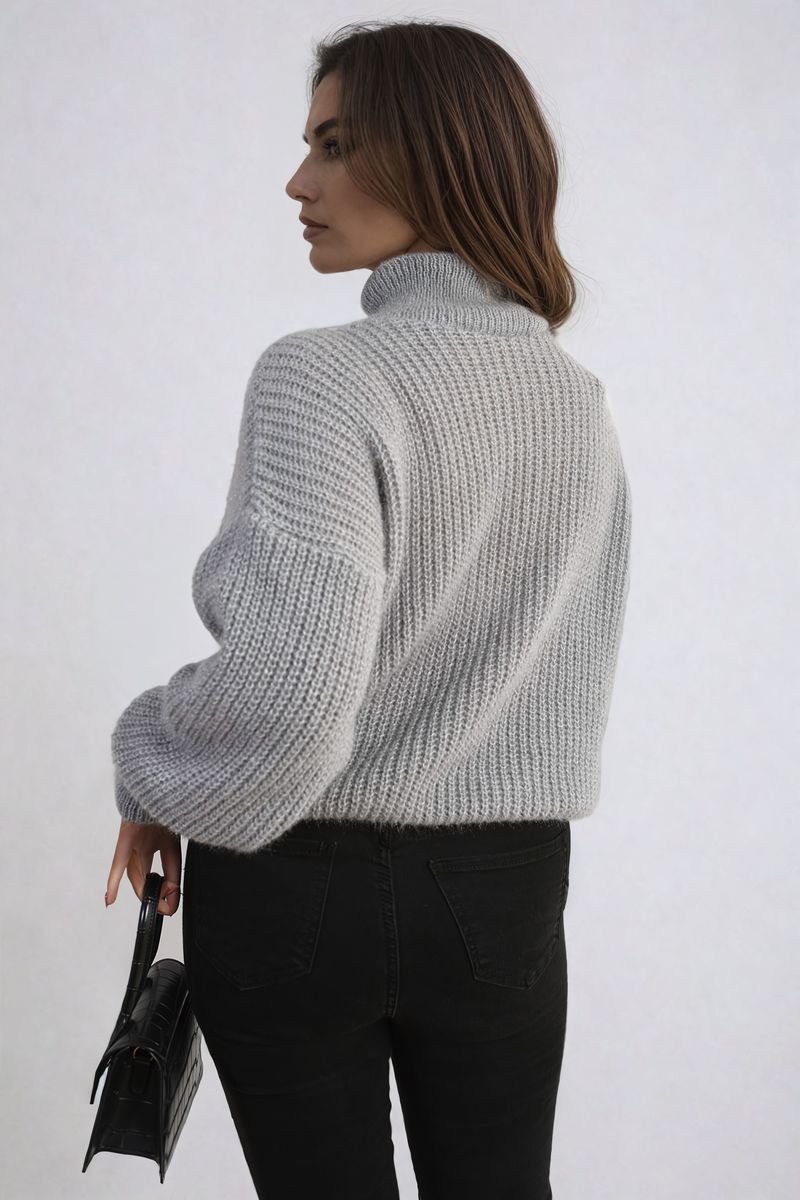 Buttons Long Sleeves Chunky Knit Top-6