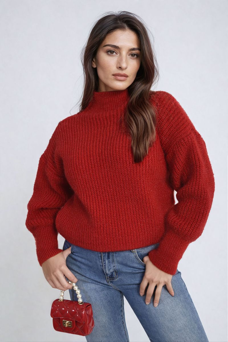 Buttons Long Sleeves Chunky Knit Top-9