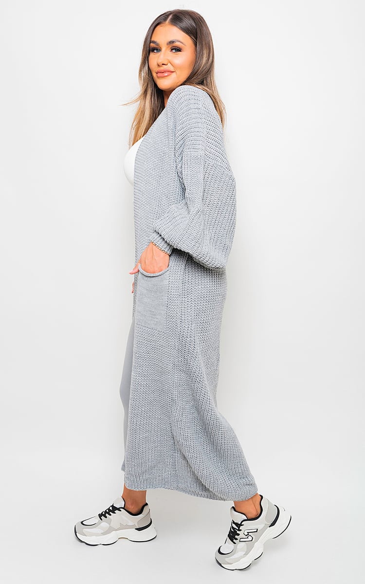 Chunky Knitted Balloon Sleeve Long Maxi Cardigan-13