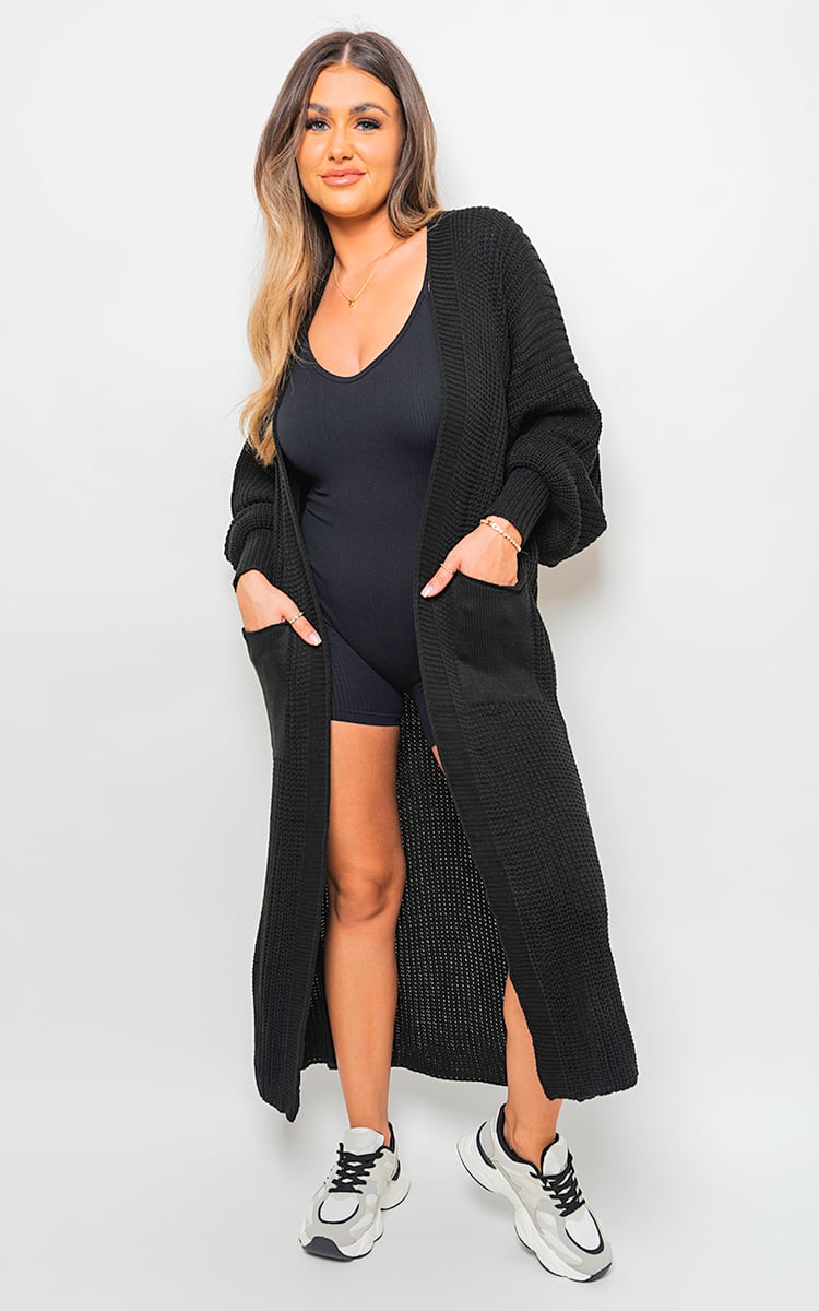 Chunky Knitted Balloon Sleeve Long Maxi Cardigan-7