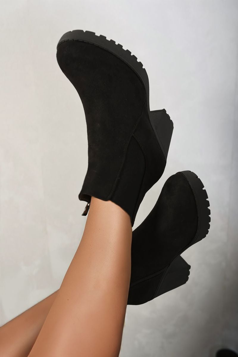 Block Chunky Heel Ankle Boots-0