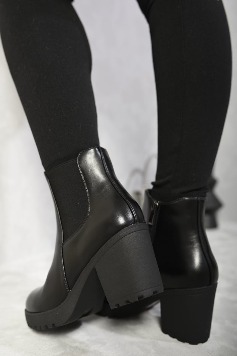 Block Chunky Heel Ankle Boots-4