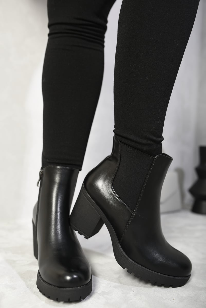 Block Chunky Heel Ankle Boots-3