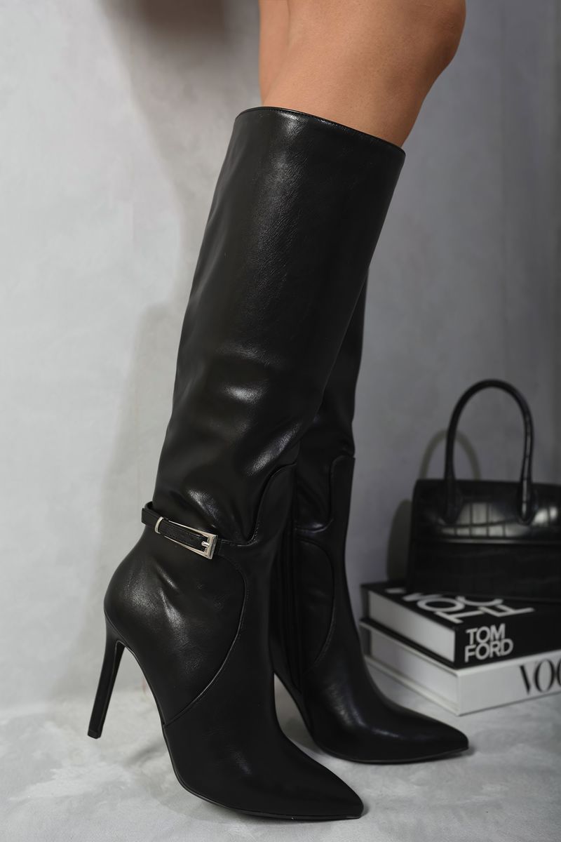 Side Zip Stiletto Boots-2