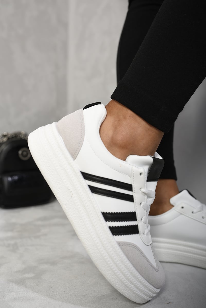 Striped Lace Up Trainers-1