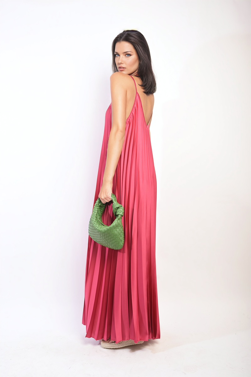 Pleated Strappy Maxi Dress-1