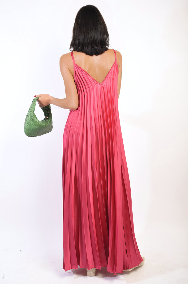 Pleated Strappy Maxi Dress-2