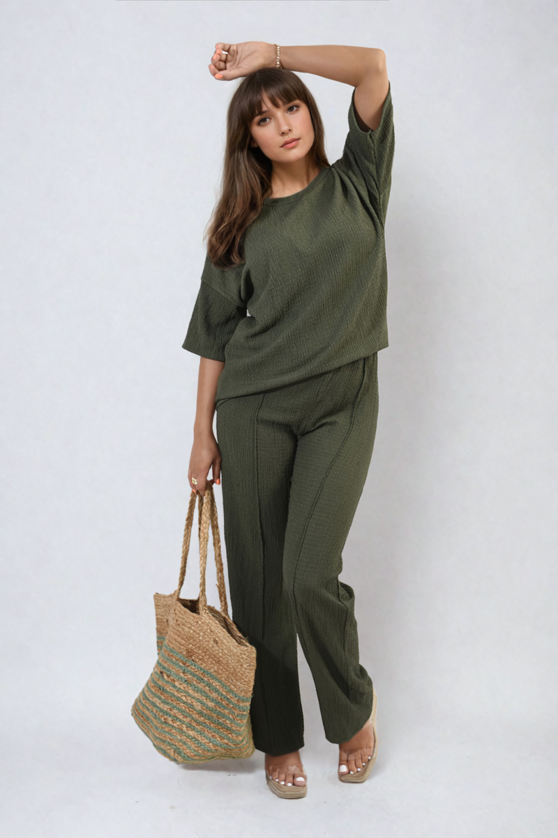 Cheesecloth Pattern Top and Trouser Co-ord Set-5