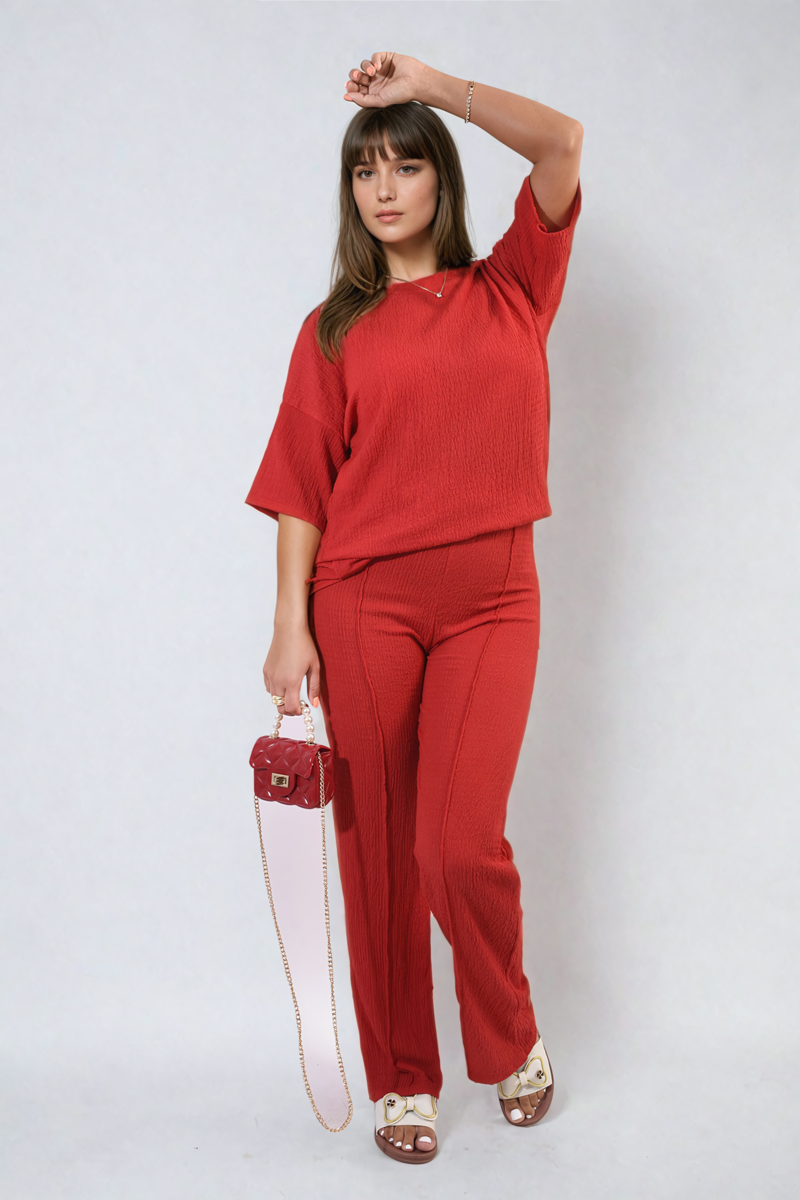 Cheesecloth Pattern Top and Trouser Co-ord Set-14