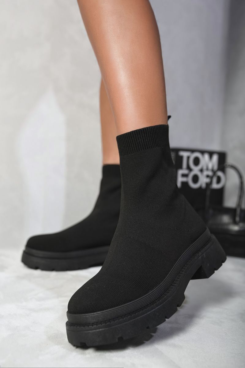 Platform Sock Ankle Boots-2