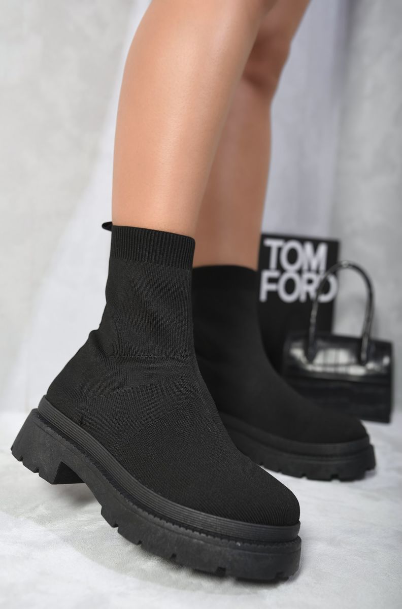 Platform Sock Ankle Boots-0