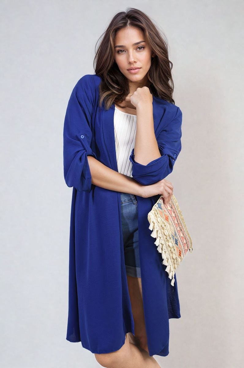 Open Front Knitted Long Cardigan-10