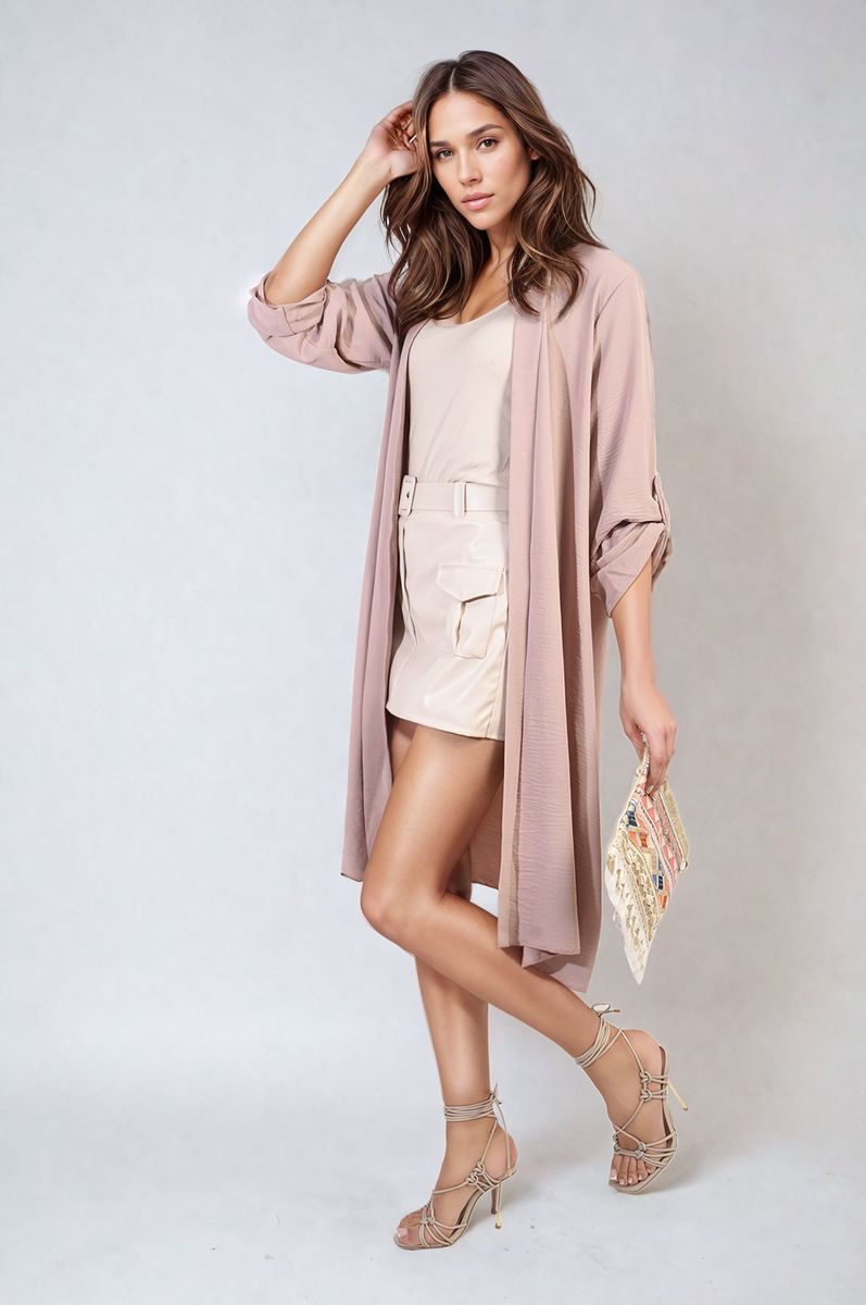 Open Front Knitted Long Cardigan-7