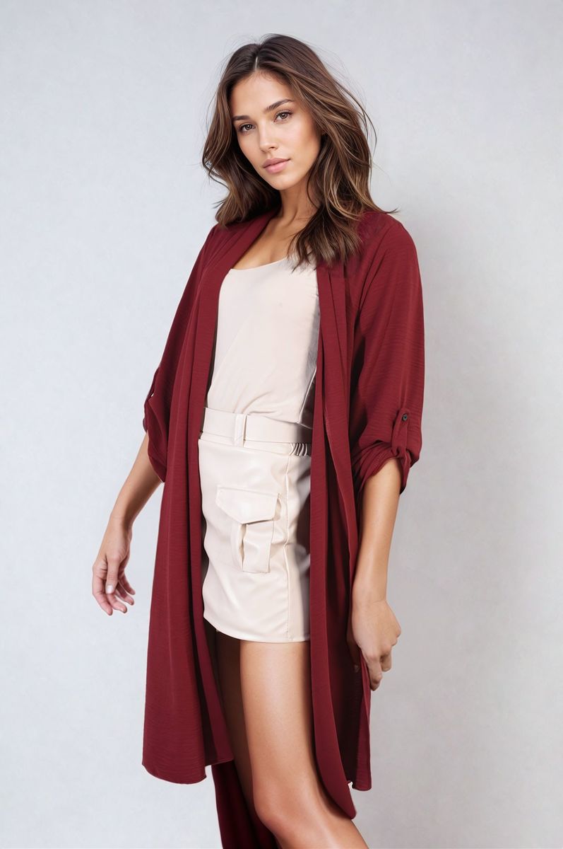 Open Front Knitted Long Cardigan-6