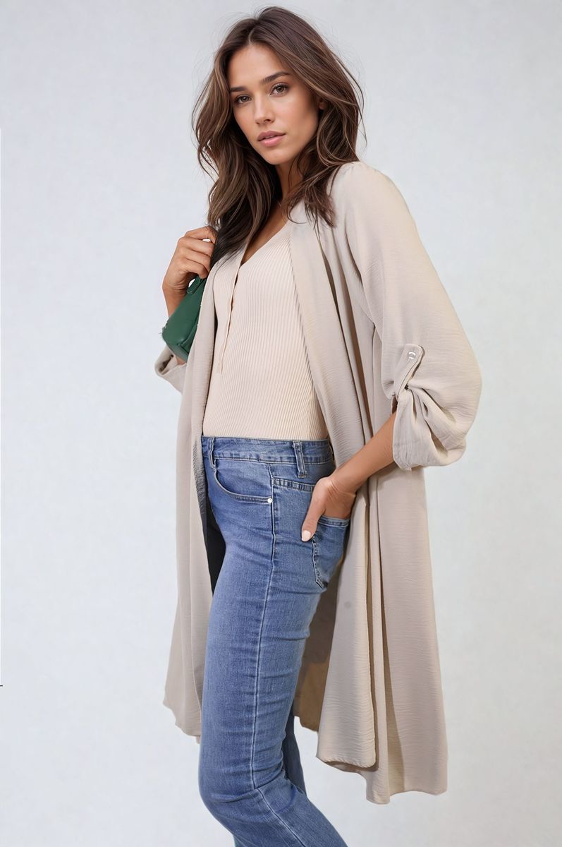 Open Front Knitted Long Cardigan-4