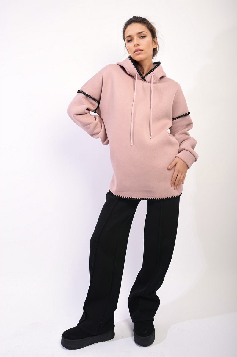 Blanket Stich Knitted Hoodie-0