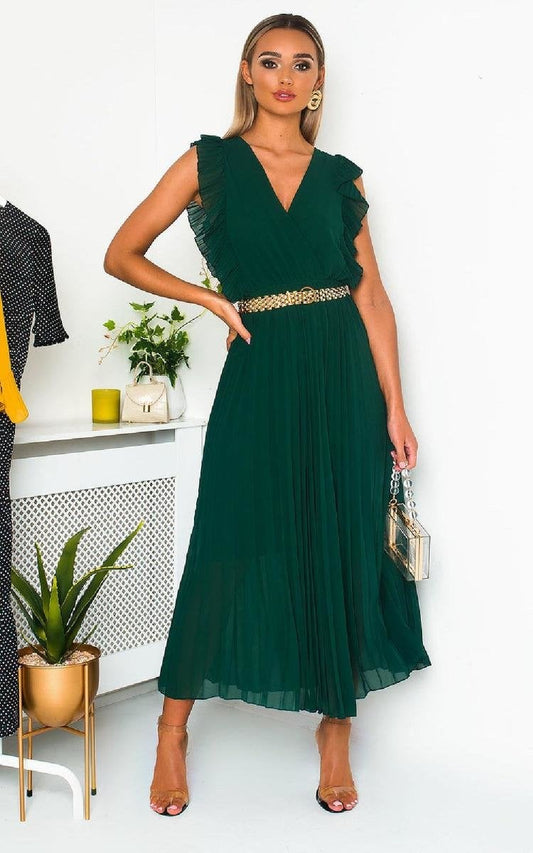 Pleated Maxi Dress-0