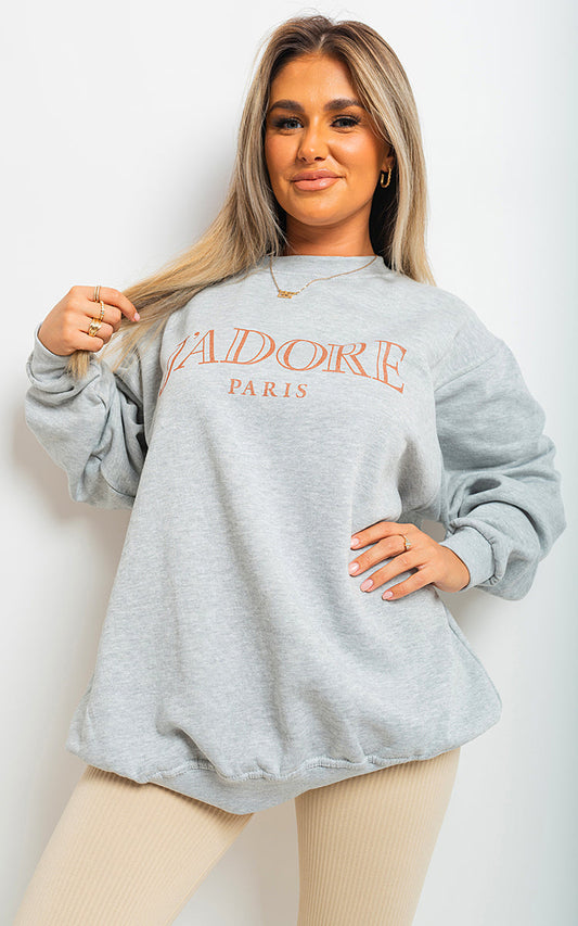 J'Adore Paris Print Oversized Jumper Top-0