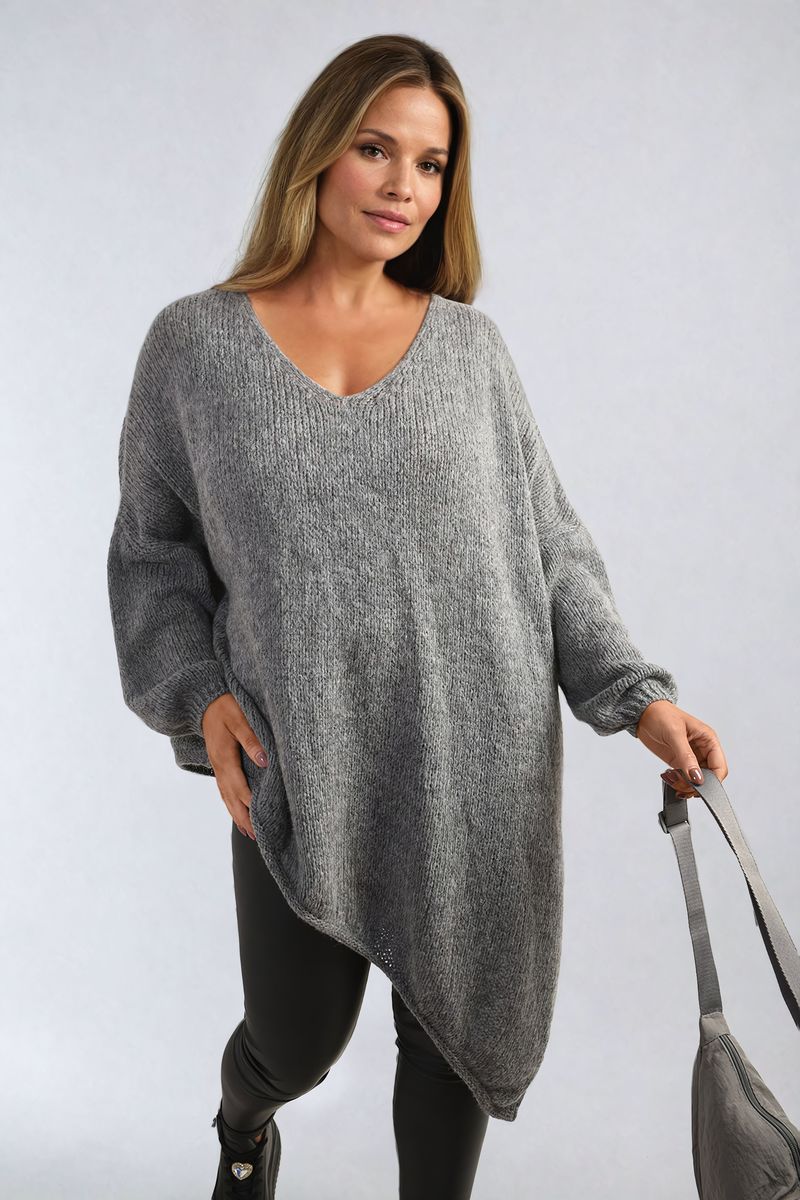 Asymmetric Oversized Knitted Jumper-6