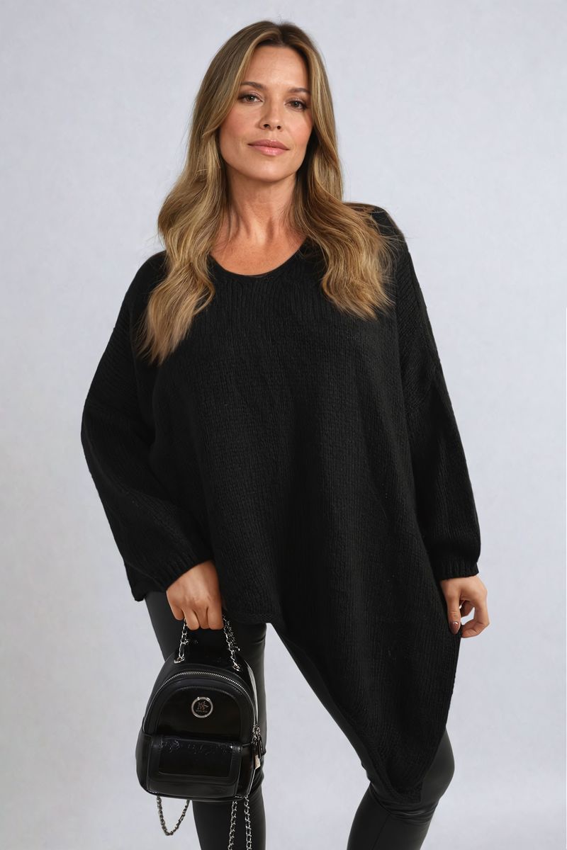 Asymmetric Oversized Knitted Jumper-4