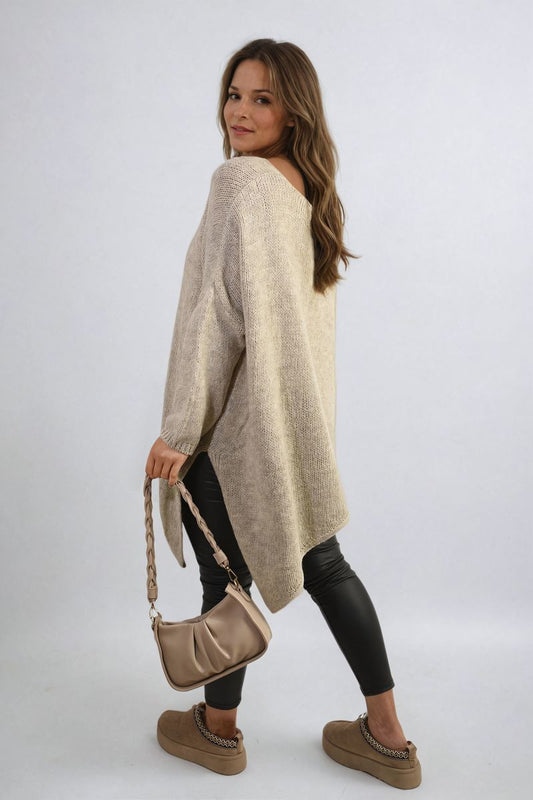 Asymmetric Oversized Knitted Jumper-0