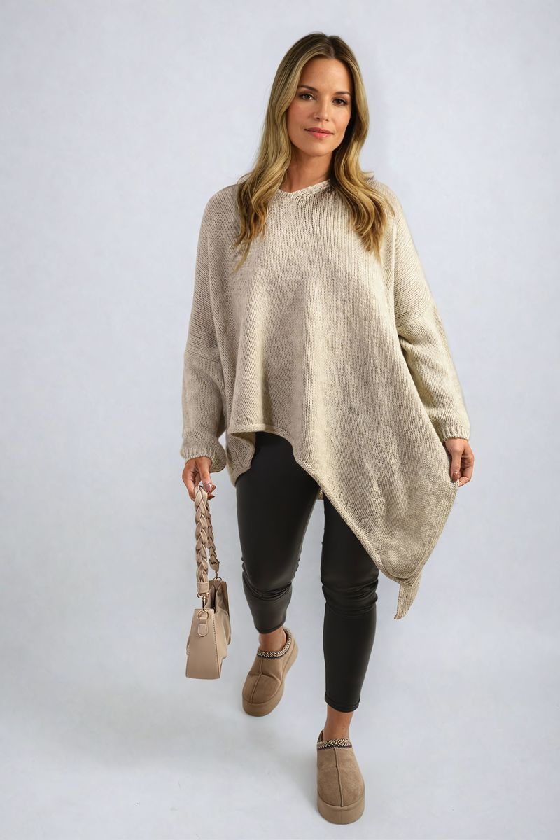 Asymmetric Oversized Knitted Jumper-2