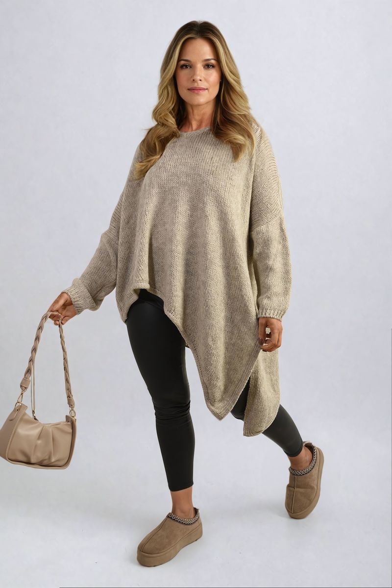 Asymmetric Oversized Knitted Jumper-1