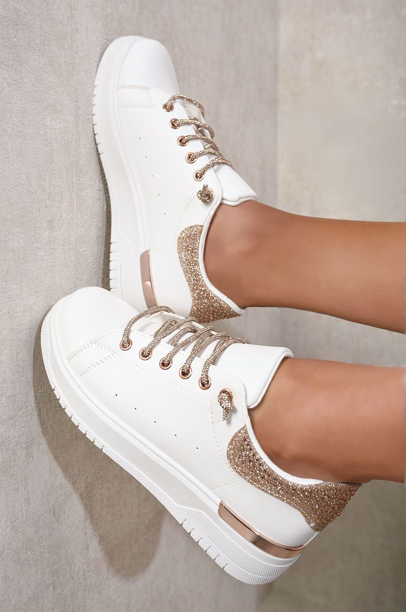 Embellished Lace Platform Trainers-6