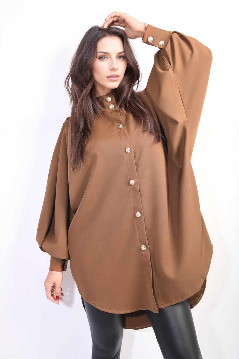 Oversized High Neck Shirt-3