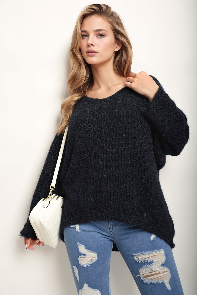 V-neck Chunky Knitted Jumper-5