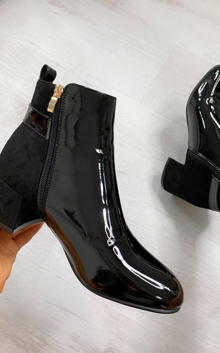 Contrast Heeled Ankle Boots-0