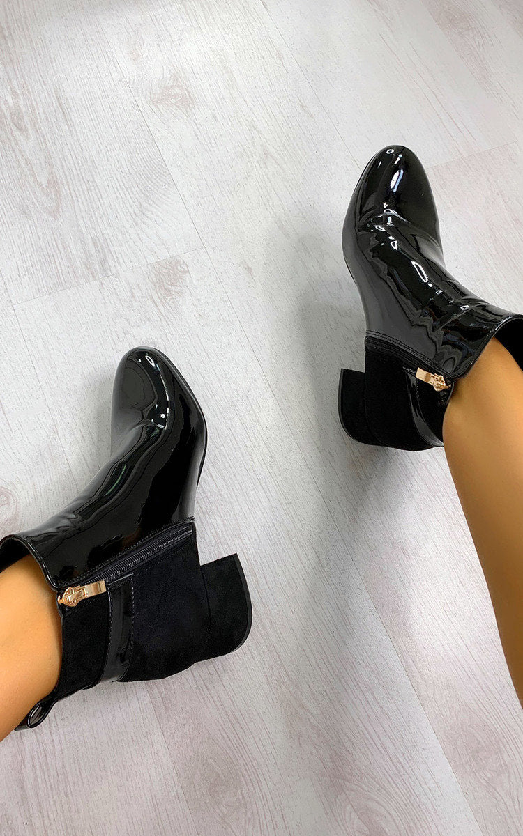 Contrast Heeled Ankle Boots-2