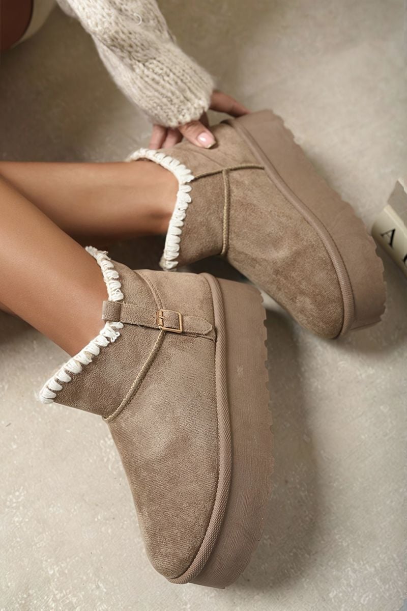 Fur-lined Platform Ankle Boots-4