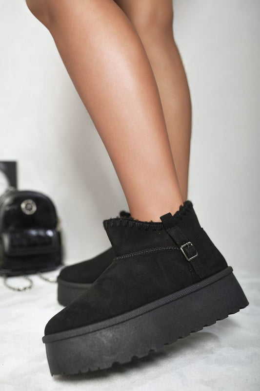 Fur-lined Platform Ankle Boots-0