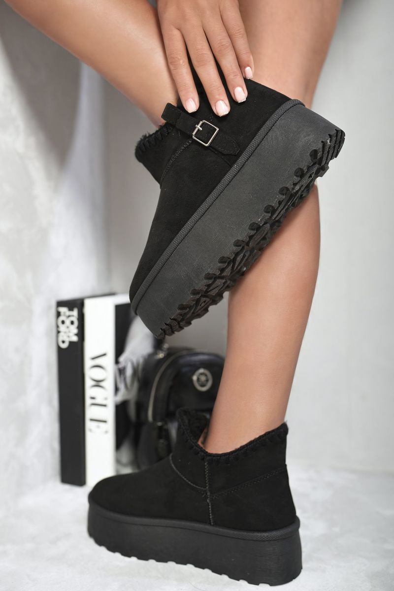 Fur-lined Platform Ankle Boots-1