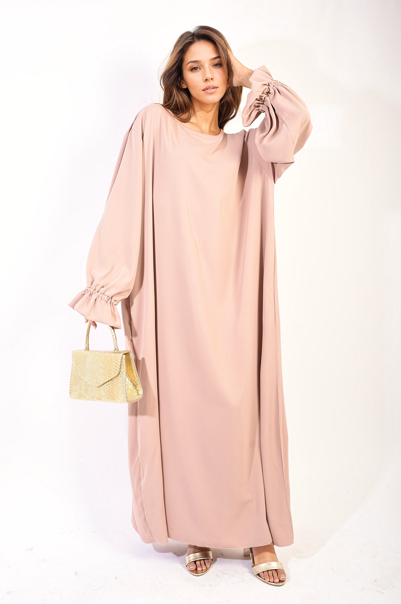 Abaya Maxi Dress with Elastic Sleeve-6