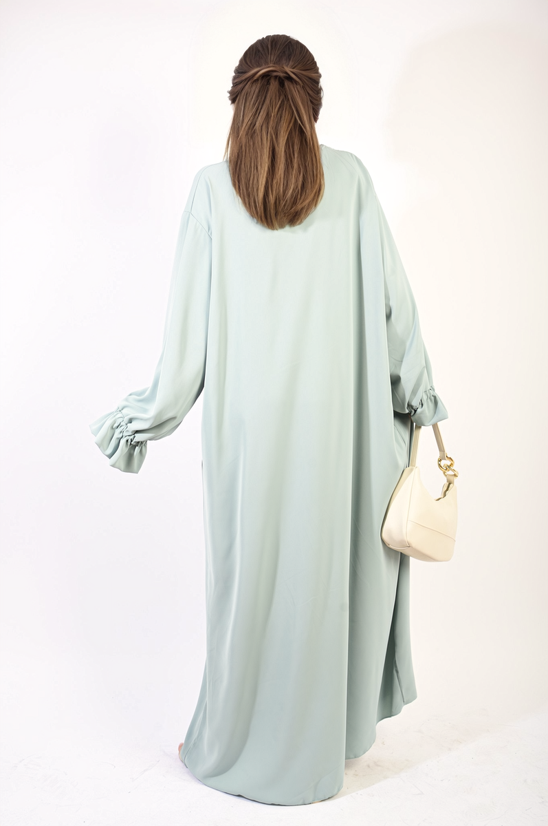 Abaya Maxi Dress with Elastic Sleeve-3