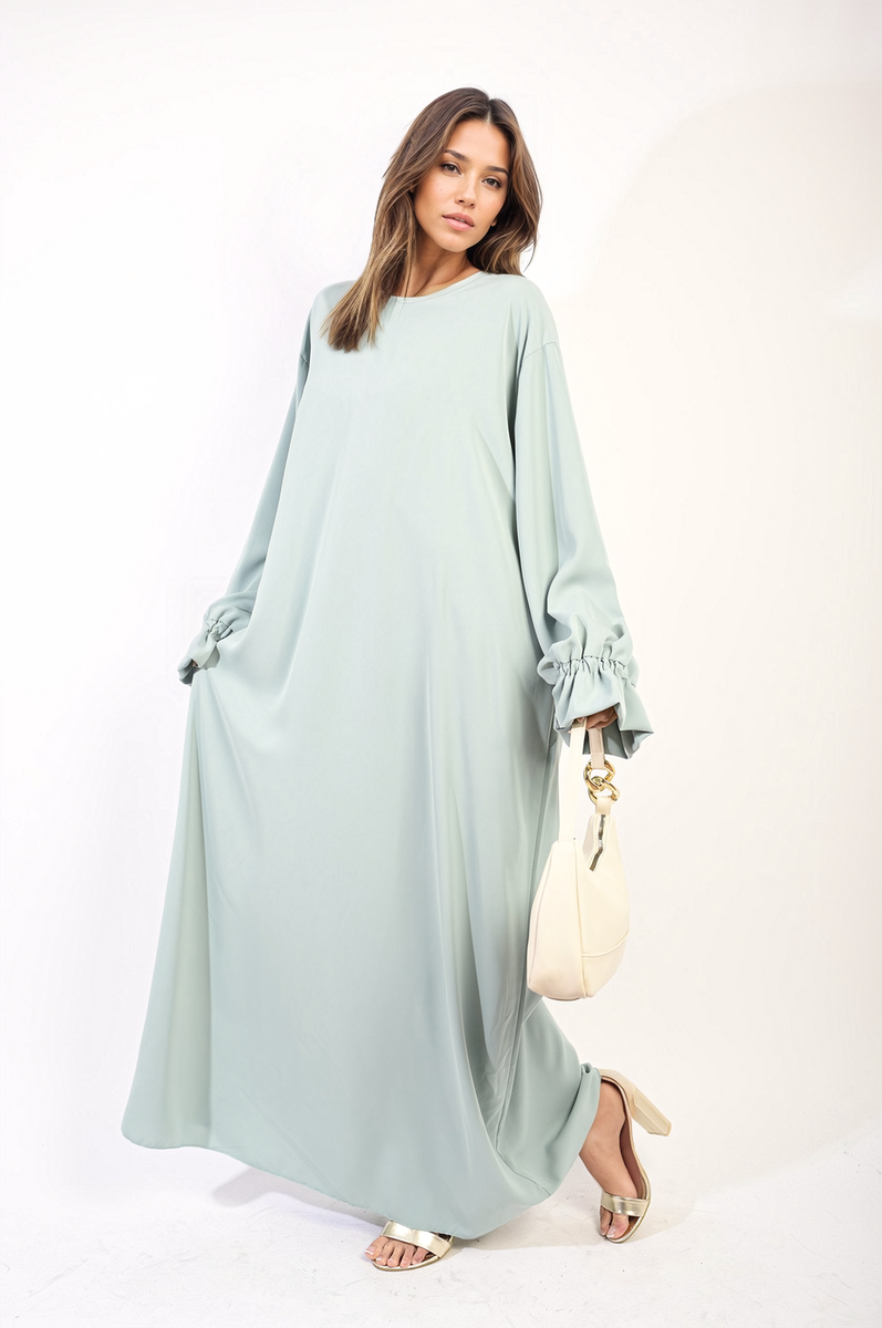 Abaya Maxi Dress with Elastic Sleeve-1