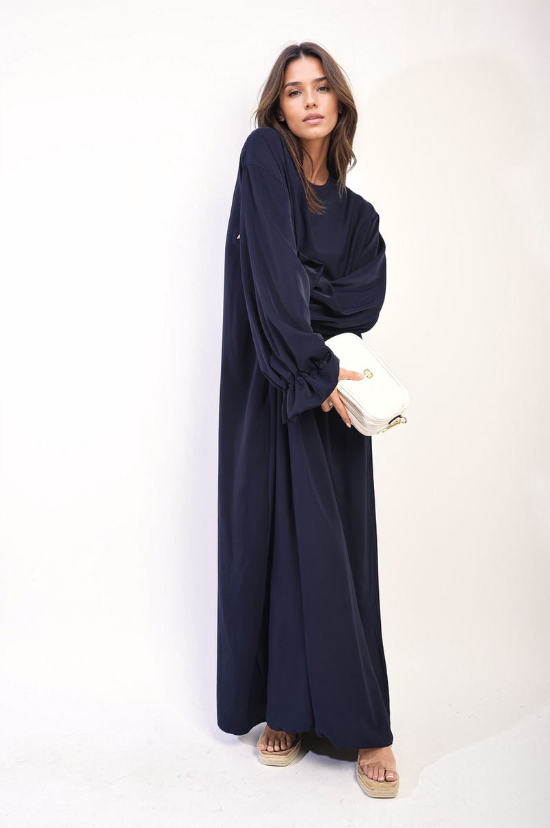 Abaya Maxi Dress with Elastic Sleeve-8