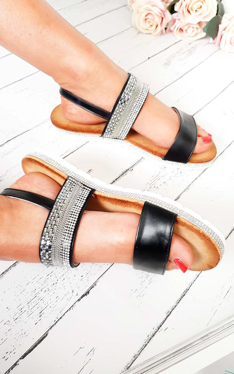 Double Strapped Embellished Sandals-2