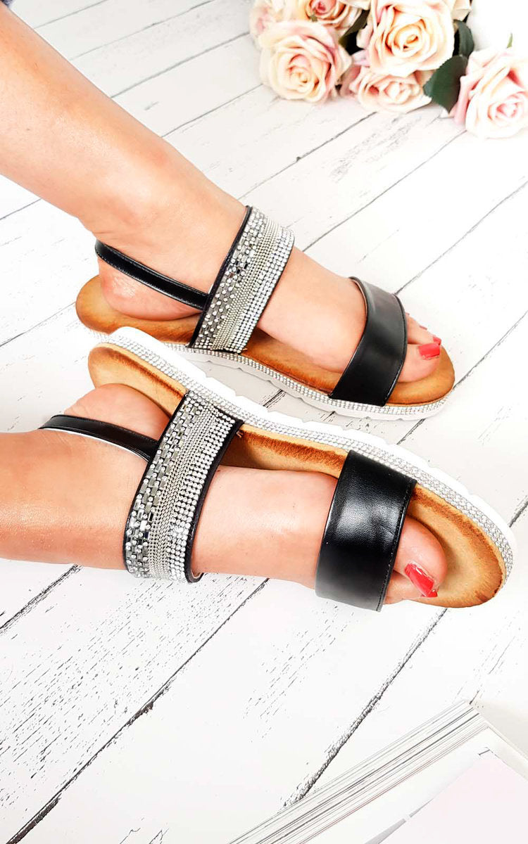 Double Strapped Embellished Sandals-0