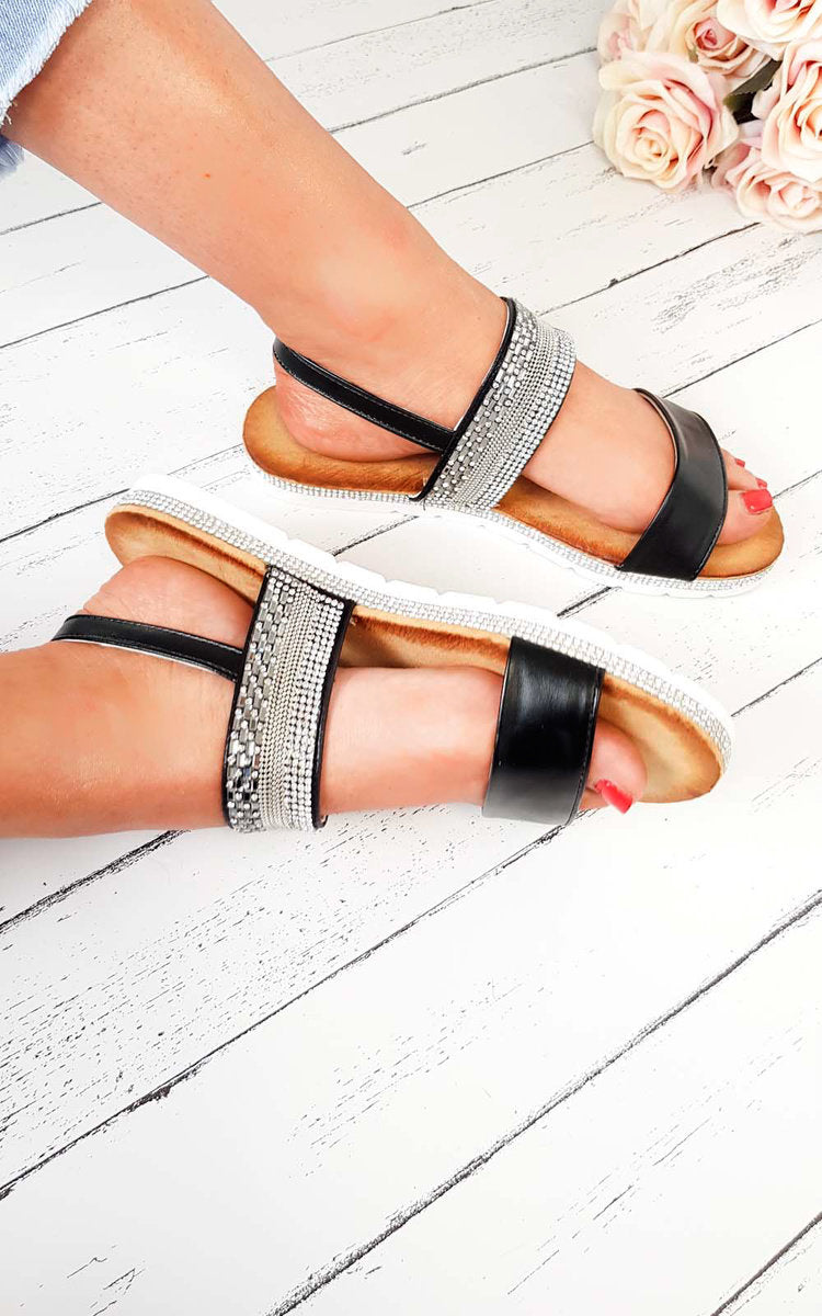 Double Strapped Embellished Sandals-1