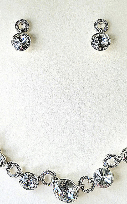 Diamante Necklace and Earrings Set-0