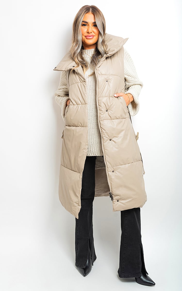 Belted Long Puffer Gilet-2